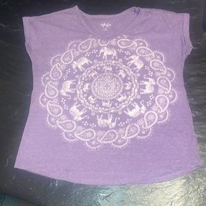 Lavender elephant designs on India art shirt